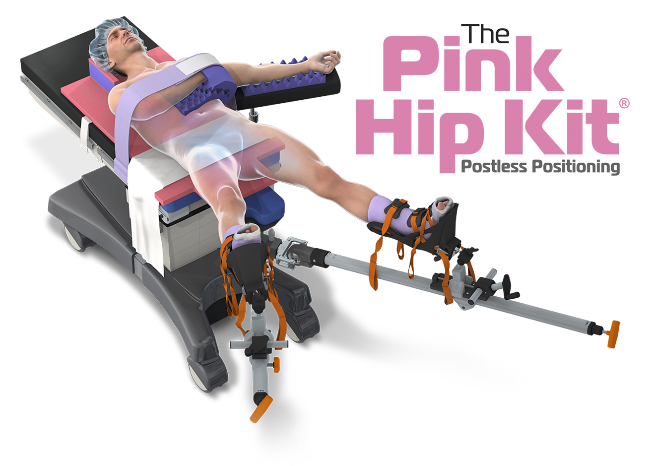 The Pink Hip Kit Postless Hip Positioning System by Xodus Medical