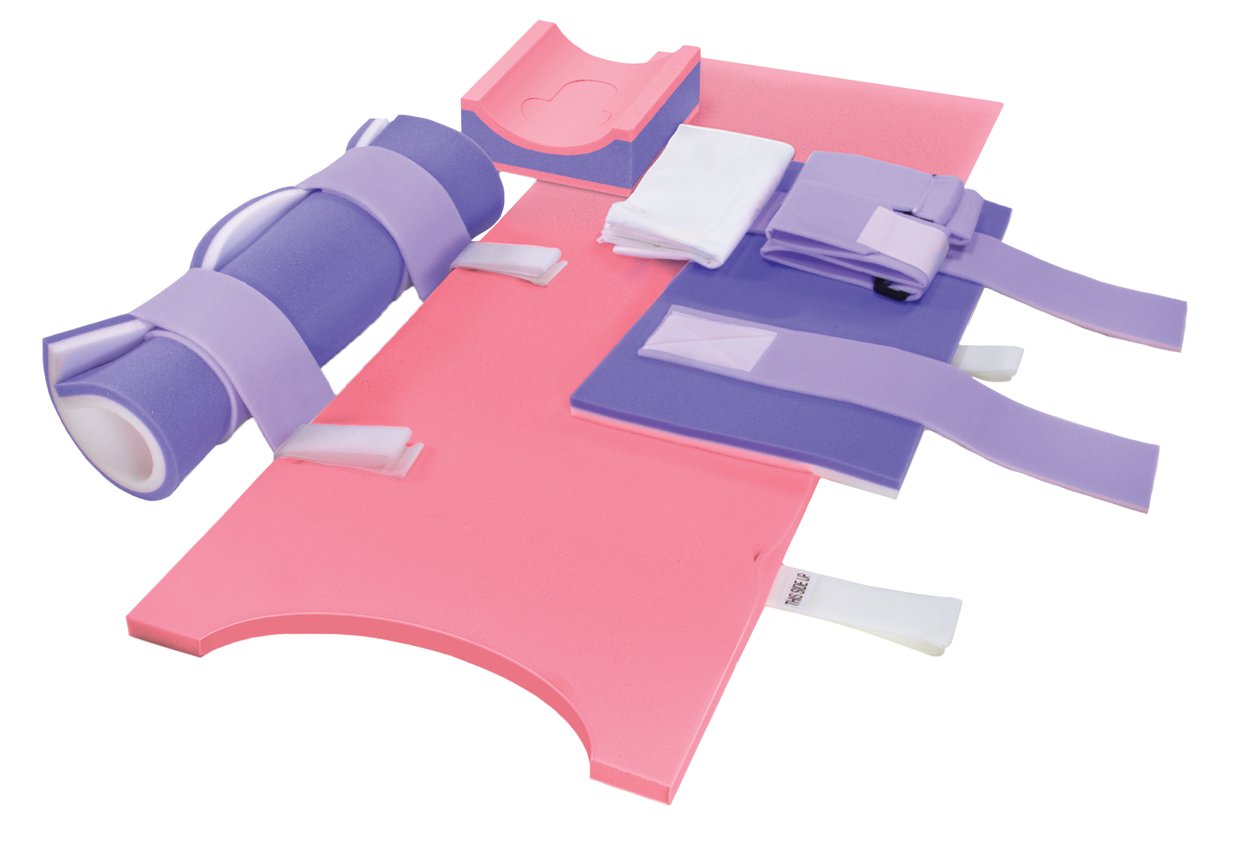 The patient is relaxed in the supine position, with the orthotic brace